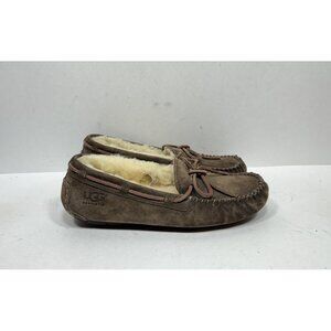 UGG Dakota Brown Suede Slippers Moccasins 5612 Wool Lined‎ Shoes Women's Size 6